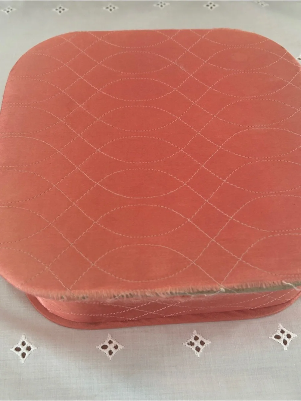 Vintage Jay Hawk NY Coral Pink Satin Vanity Boxes Set of 3 Dream House